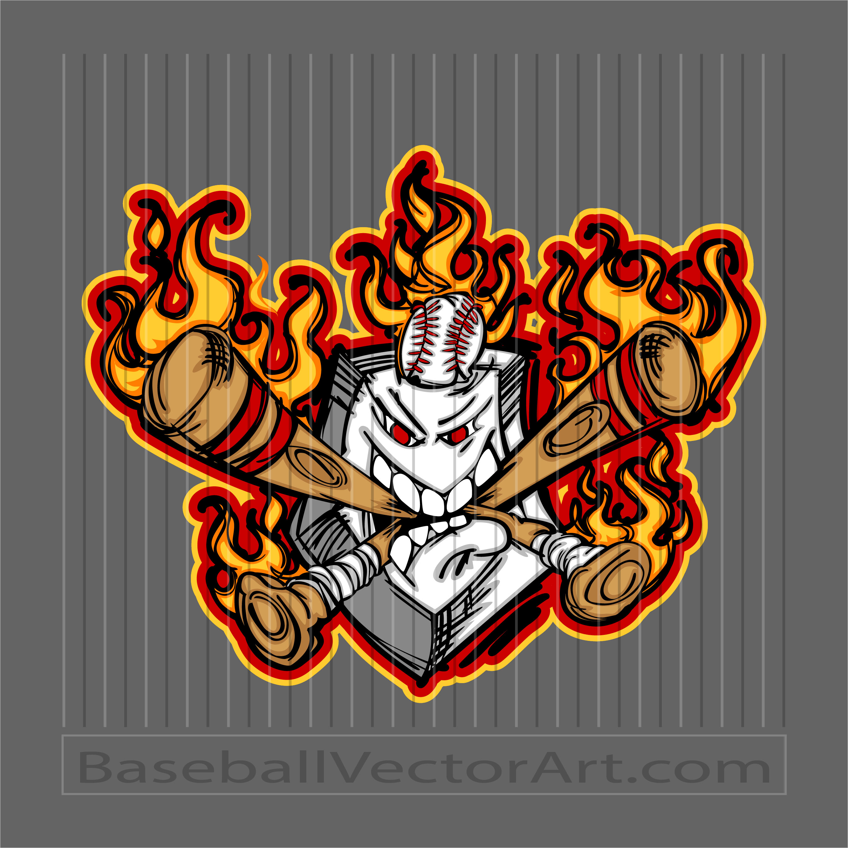 Baseball Flame Cartoon
