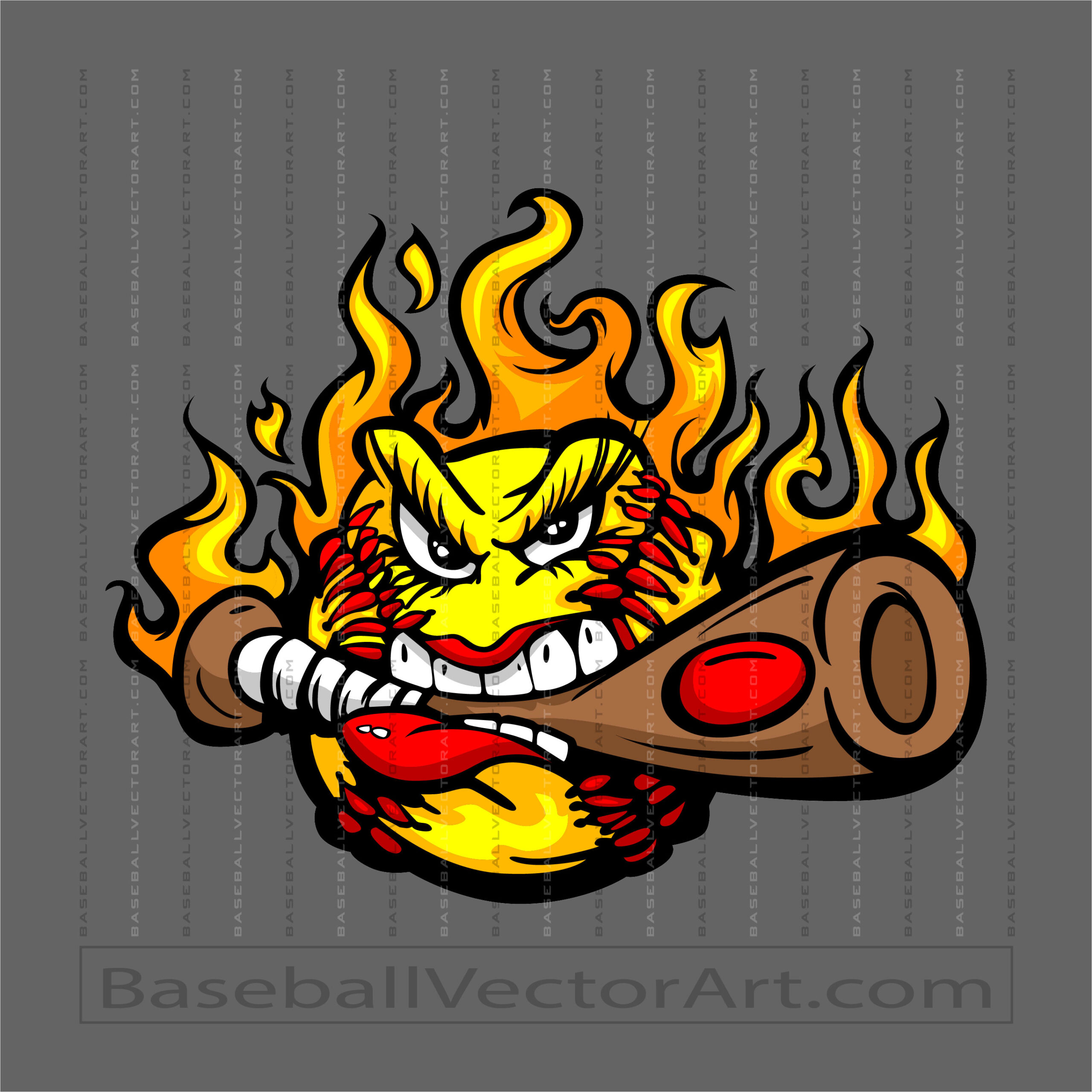 Flaming Softball Cartoon