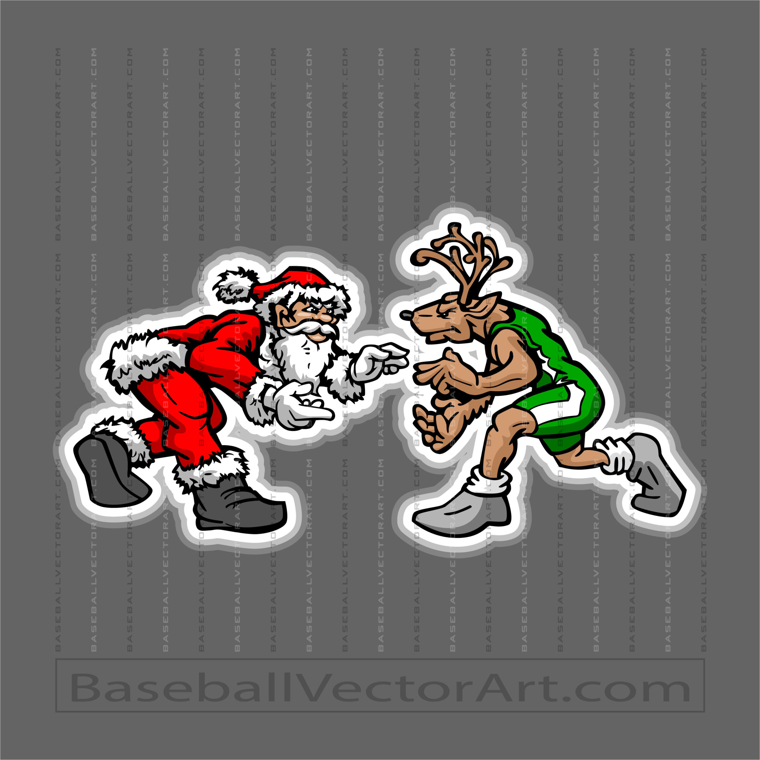 Vector Santa Wrestling