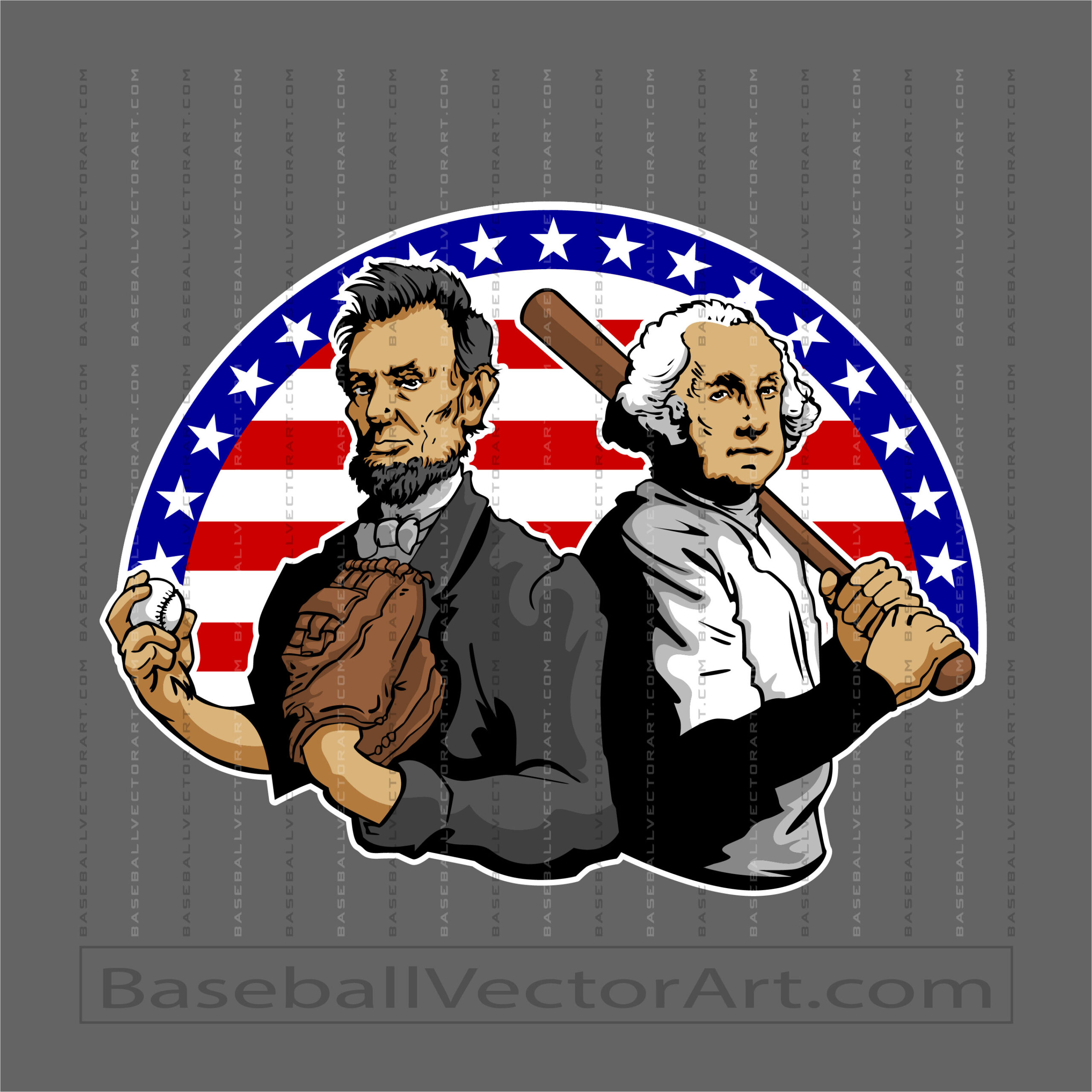 Vector Washington Lincoln Baseball