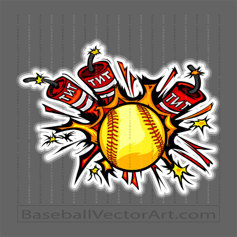 Explosion Softball Logo | explosion clipart image | Vector Format