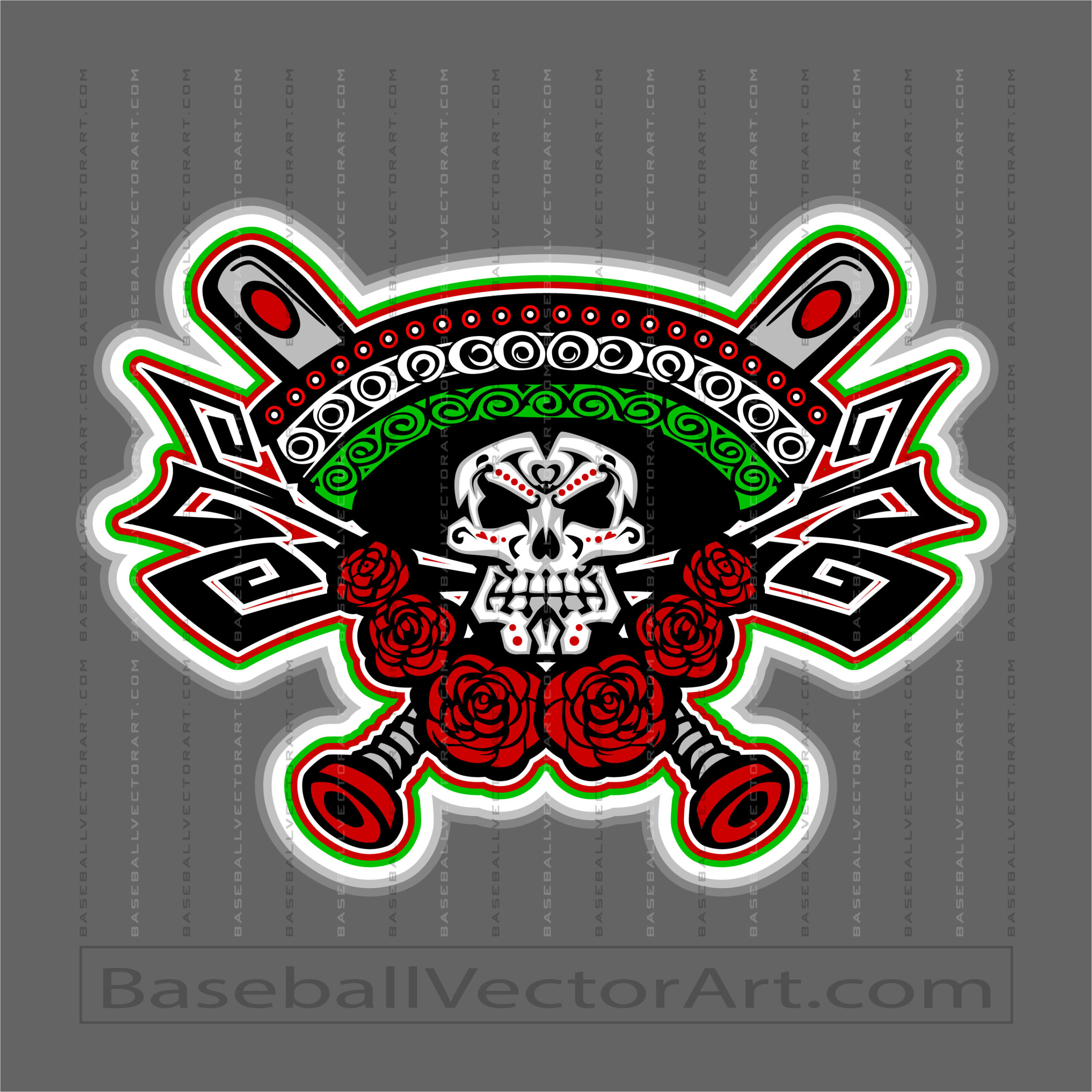 Sombrero Softball Skull