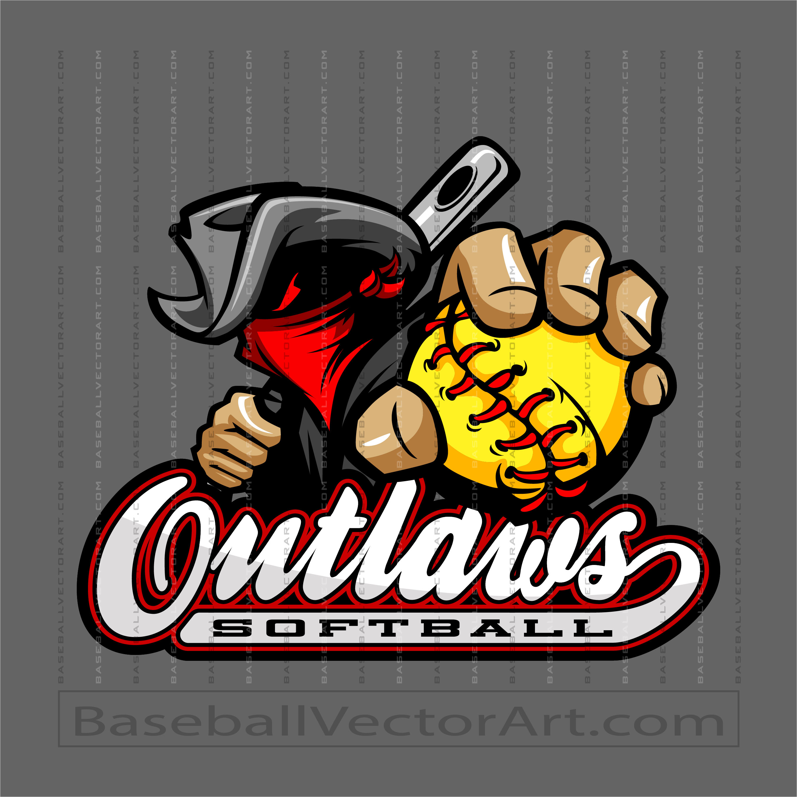 Outlaws Softball Clip Art